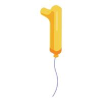 Golden number one balloon floating with ribbon string vector