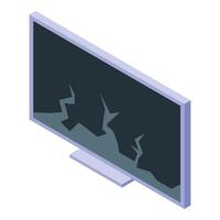 Broken tv screen showing cracks displaying damage vector