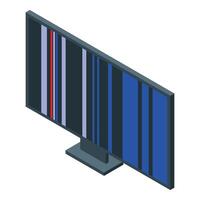 Modern tv set displaying colorful vertical bars, isometric view vector