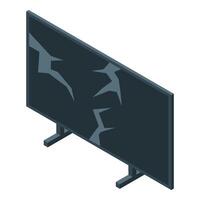 Broken smart tv with cracked screen displaying damage vector