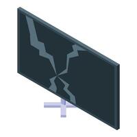 Broken smart tv screen showing cracks on display panel vector
