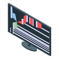 Computer screen showing stock market chart with colored bars vector