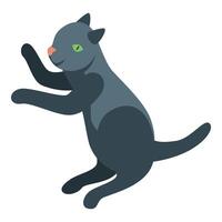 Playful gray cat jumping and reaching up with paws extended vector
