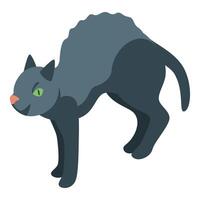 Scary black cat arching its back and showing its teeth vector