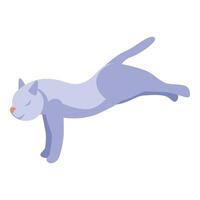 Purple cat stretching body while doing gymnastics vector