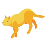 Yellow cat running and sneaking with green eyes vector