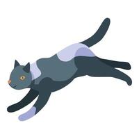 Playful gray cat jumping and running, showing agility and speed vector