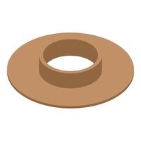 Brown washer lying on white background with hole in center vector