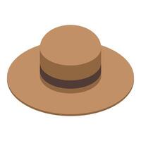 Brown elegant hat with dark ribbon isometric view vector