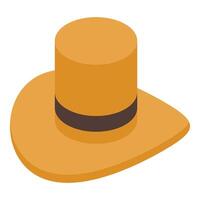 Yellow australian bush hat with brown ribbon, isometric view vector