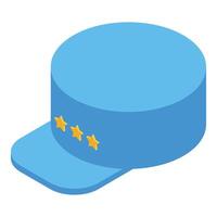 Blue general cap showing three gold stars in isometric view vector