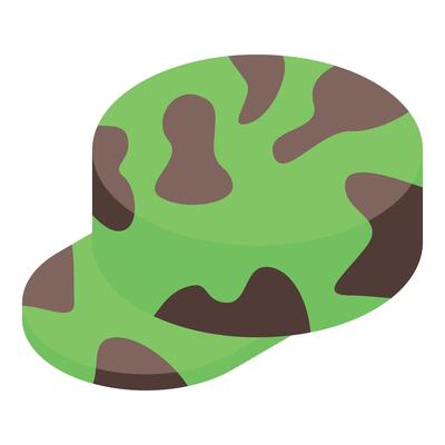 Camouflage military patrol cap showing green and brown colors