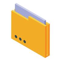 Yellow folder storing files isometric icon representing data storage vector