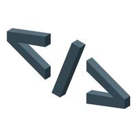 Programming brackets and slash symbol creating isometric shapes vector