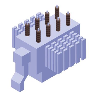 Electric transformer converting high voltage to low voltage in isometric view