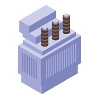 Power transformer distributing electricity, isometric view of electrical substation equipment vector