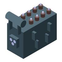 Power transformer distributing electricity, isometric view of electrical grid equipment vector