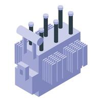 Power transformer distributing electricity in isometric view vector