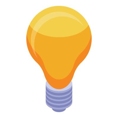 Bright yellow light bulb shining with innovation and inspiration