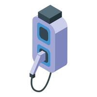 Electric vehicle charger supplying power to car, isometric view vector