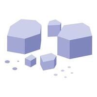 Alum crystals forming a geometric pattern on white background vector