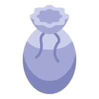 Small violet cloth bag tied with a ribbon is holding something vector