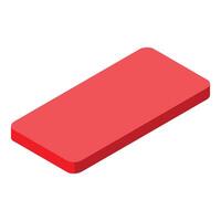 Red smartphone lying on white background in isometric view vector