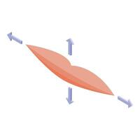 Lip augmentation surgery showing arrows pointing to reshaping areas vector