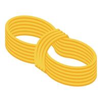 Long yellow spaghetti forming an infinity symbol on white background vector