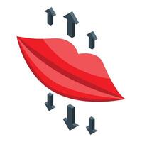 Red lips showing increase and decrease with arrows pointing up and down vector