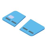 Credit cards showing front and back side in isometric view vector