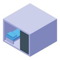 Prison cell with bed and bars isometric view vector