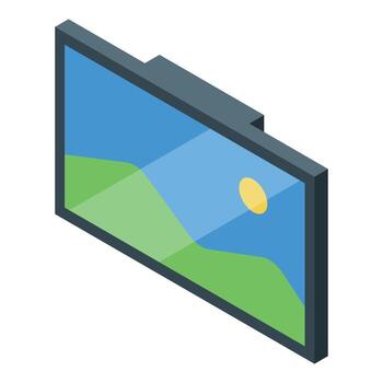 Modern smart tv displaying relaxing nature landscape in isometric view vector