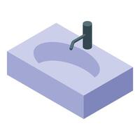 Modern bathroom sink with chrome faucet in isometric view vector