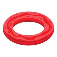 Red inflatable ring floating on water, perfect for summer fun vector