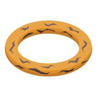Round yellow float with black stripes floating on water vector