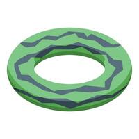 Inflatable watermelon ring floating on water surface in summer vector