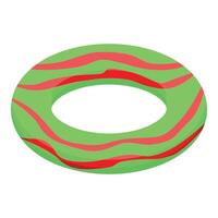 Green and red inflatable ring floating on water surface vector