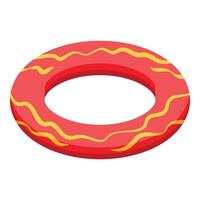 Red and yellow inflatable ring floating on water surface for summer fun vector
