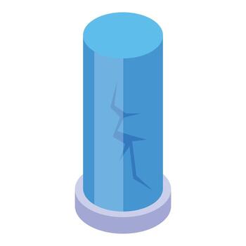 Broken blue cylinder displaying cracks on its surface vector