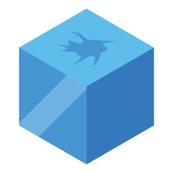 Ice cube melting under sunlight creating cracks on its surface vector