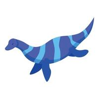 Plesiosaur swimming in the ocean with blue stripes, isometric view vector