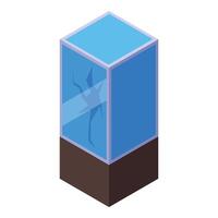 Broken glass display case exhibiting nothing isometric view vector