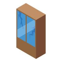 Broken glass displaying cracks in wooden frame vector