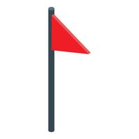Red triangular flag waving on a pole, isometric view vector