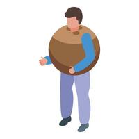 Promoter wearing giant hazelnut costume showing something vector