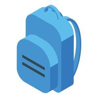 Blue backpack isometric projection representing education and travel vector