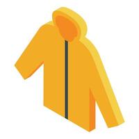 Yellow raincoat protecting from bad weather conditions in isometric view vector