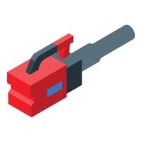 Red leaf blower machine keeping garden clean isometric view vector
