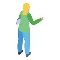 Project manager holding documents and pointing with finger vector